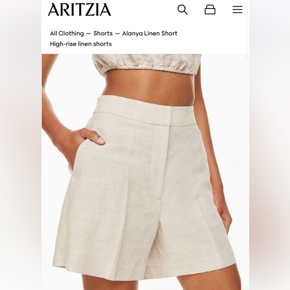 Aritzia Wilfred Alanya Linen Shorts High Rise White Linen Tencil Blend Size 4 - Picture 13 of 16